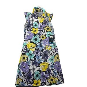 IBKUL Ruffle Dress Sleeveless 1/4 Zip Golf Tennis Floral Print UPF 50+ Small NWT
